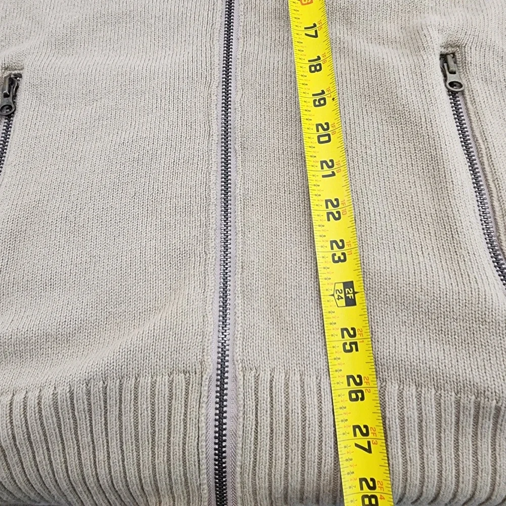 Vintage Live Mechanics Full Zip Knit Cardigan Sweater Menswear Striped Accents M